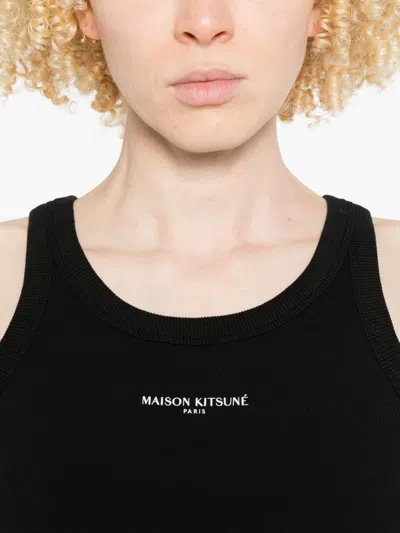 Maison Kitsuné Logo Cotton Tank Top In Black