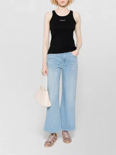 Maison Kitsuné Logo Cotton Tank Top Sleeveless Ribbed In Black
