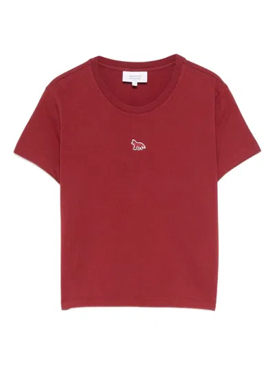 Maison Kitsuné Logo Cotton T-shirt In Red