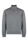 Maison Kitsuné Fox Patch High Collar Cotton Sweatshirt In Gray
