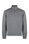 Maison Kitsuné Fox Patch High Collar Cotton Sweatshirt In Gray