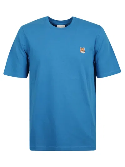 Maison Kitsuné Logo Detail T-shirt In Enamel Blue