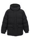 Maison Kitsuné Black Long Down Jacket With High Neck And Fox Head Patch In Nylon Woman