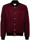 Maison Kitsuné Men's Bordeaux Wool Teddy Jacket With Fox Embroidery In Red