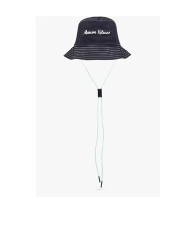 Maison Kitsuné Logo-embroidered Bucket Hat In Black