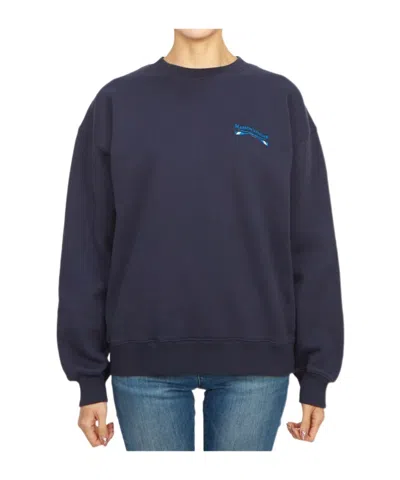 Maison Kitsuné Logo-embroidered Cotton Sweatshirt In Black