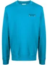 Maison Kitsuné Logo-embroidered Cotton Sweatshirt In Blue