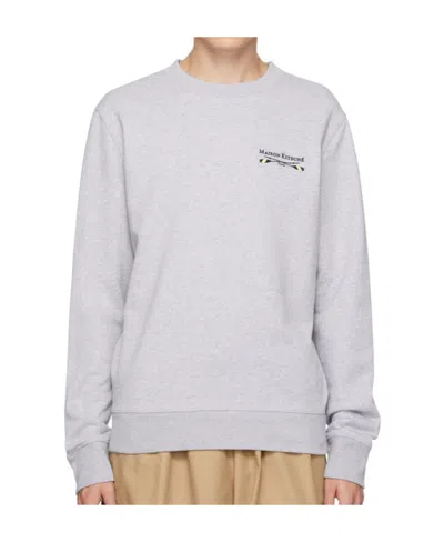 Maison Kitsuné Logo-embroidered Cotton Sweatshirt In White