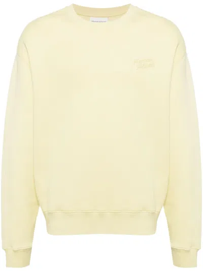 Maison Kitsuné Logo-embroidered Cotton Sweatshirt In Yellow