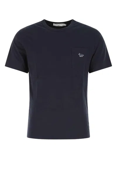 Maison Kitsuné Logo Embroidered Crewneck T-shirt In Black
