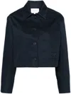 Maison Kitsuné Logo-embroidered Cropped Jacket In Blue