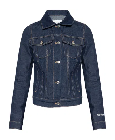 Maison Kitsuné Logo-embroidered Denim Jacket In Blue