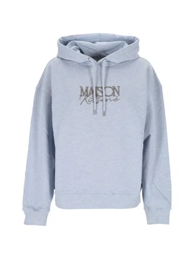 Maison Kitsuné Logo-embroidered Hoodie In Blue