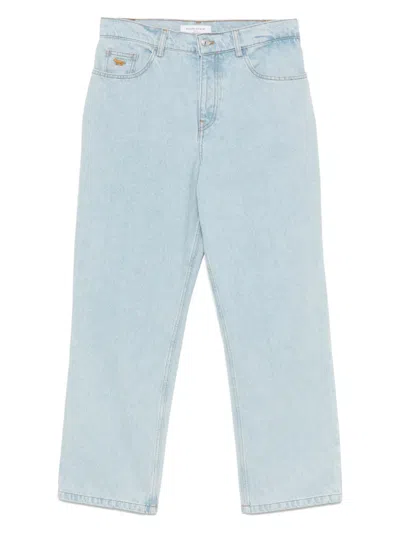 Maison Kitsuné Logo-embroidered Jeans In Clear Blue