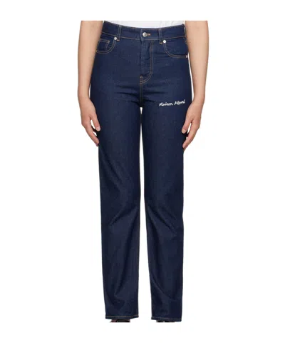 Maison Kitsuné Logo Embroidered Jeans Pants In Black