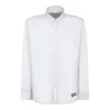Maison Kitsuné Logo Embroidered Long-sleeved Shirt In Light Blue