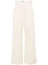 Maison Kitsuné Logo-embroidered Pleated Straight Trousers In Neutrals