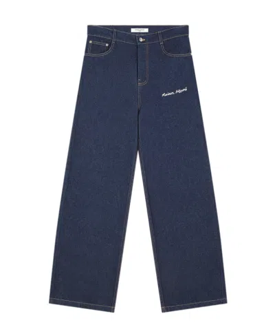 Maison Kitsuné Logo-embroidered Straight Jeans In Blue