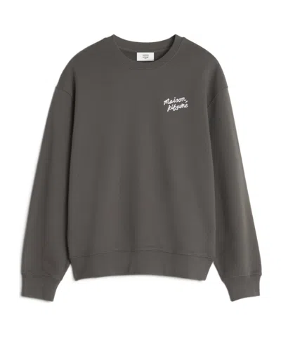 Maison Kitsuné Logo Embroidered Sweatshirt In Gray