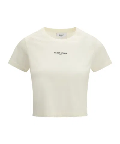 Maison Kitsuné Logo Embroidered T-shirt In White