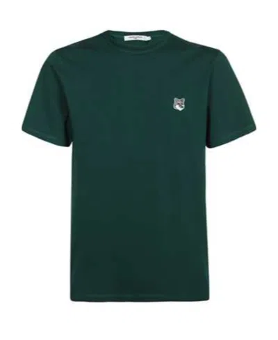 Maison Kitsuné Logo Embroidery T-shirt In Green