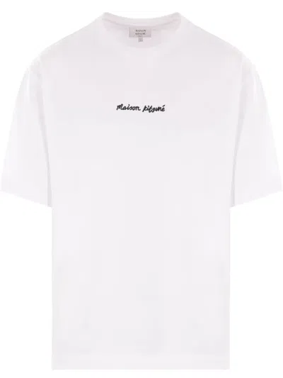 Maison Kitsuné Maison Kitsune Line Handwriting Oversized T-shirt In White