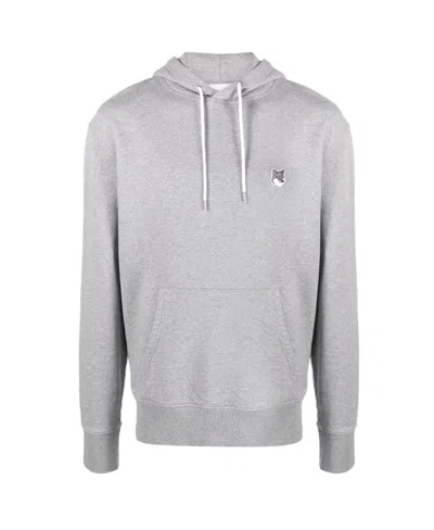Maison Kitsuné Logo Hooded Hoodie In Gray