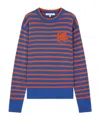 Maison Kitsuné Blue & Orange Intarsia Sweater In Blue