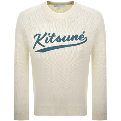 Maison Kitsuné Maison Kitsune Logo Knit Jumper Cream In White