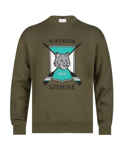 Maison Kitsuné Logo Logo Hoodie In Green
