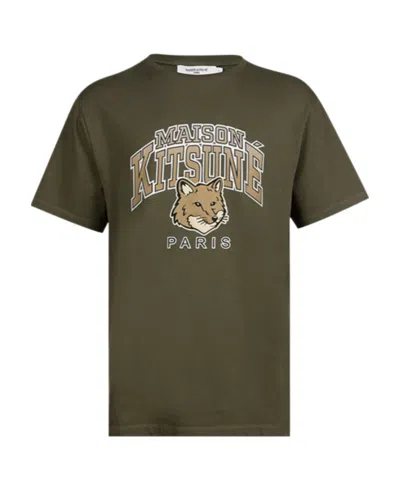 Maison Kitsuné Logo Logo Short Sleeve T-shirt In Brown