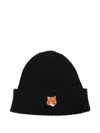 Maison Kitsuné Logo-patch Beanie In Black