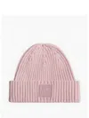 Maison Kitsuné Bold Fox Head Leather Patch Beanie In Pink