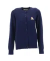 Maison Kitsuné Logo-patch Buttoned Cardigan In Black