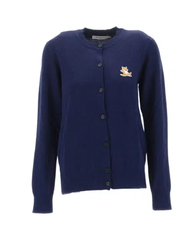 Maison Kitsuné Logo-patch Buttoned Cardigan In Black