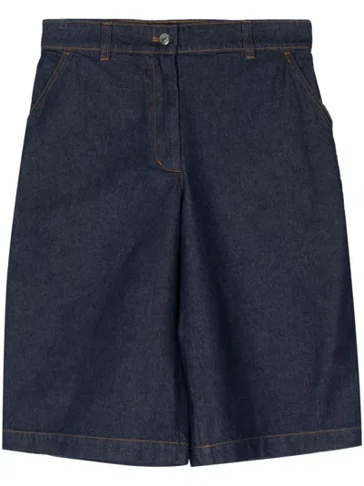 Maison Kitsuné Logo-patch Cotton Skirt In Blue