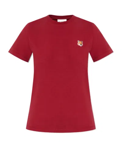 Maison Kitsuné Logo-patch Cotton T-shirt In Red