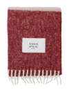 Maison Kitsuné Logo-patch Fringed Scarf In Burgundy