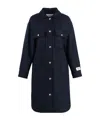 Maison Kitsuné Wool Coat Rounded Hem Side Slits In Blue
