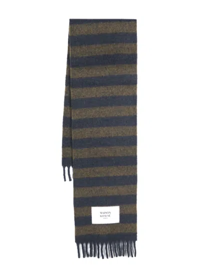 Maison Kitsuné Rugby Stripes Scarf In Blue