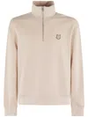 Maison Kitsuné Bold Fox Head Patch Comfort Half Zipped Sweatshirt In 中性色