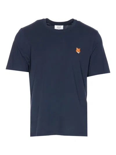 Maison Kitsuné Fox Head Patch Regular Tee Classic Navy In Blue