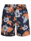 Maison Kitsuné Blue Bermuda Shorts With Floral Print In Cotton Man In Deep Navy