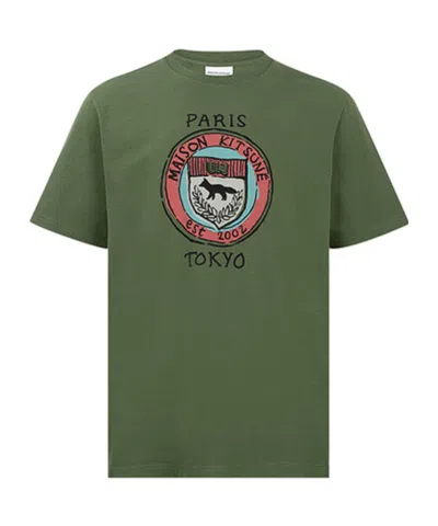 Maison Kitsuné Logo Pattern T-shirt In Green