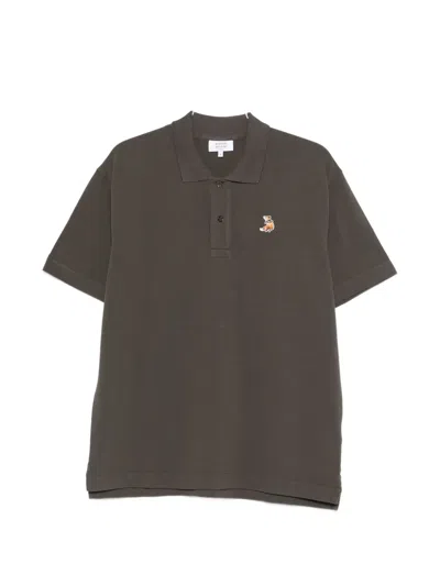 Maison Kitsuné Fox Dream Cotton Polo Shirt Short Sleeves In Brown