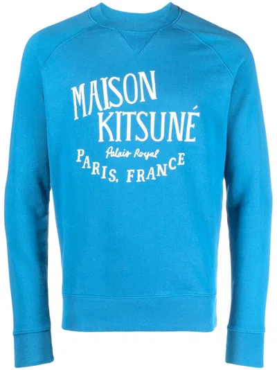 Maison Kitsuné Logo-print Cotton Sweatshirt In Blue