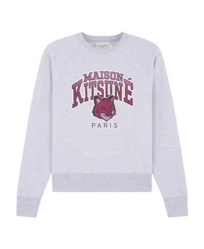 Maison Kitsuné Logo-print Cotton Sweatshirt In Gray