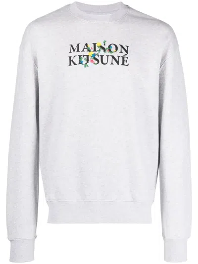 Maison Kitsuné Flowers Comfort Sweatshirt In White