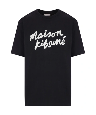 Maison Kitsuné Logo-print Cotton T-shirt In Black