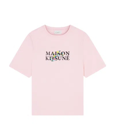 Maison Kitsuné Logo-print Cotton T-shirt In Pink